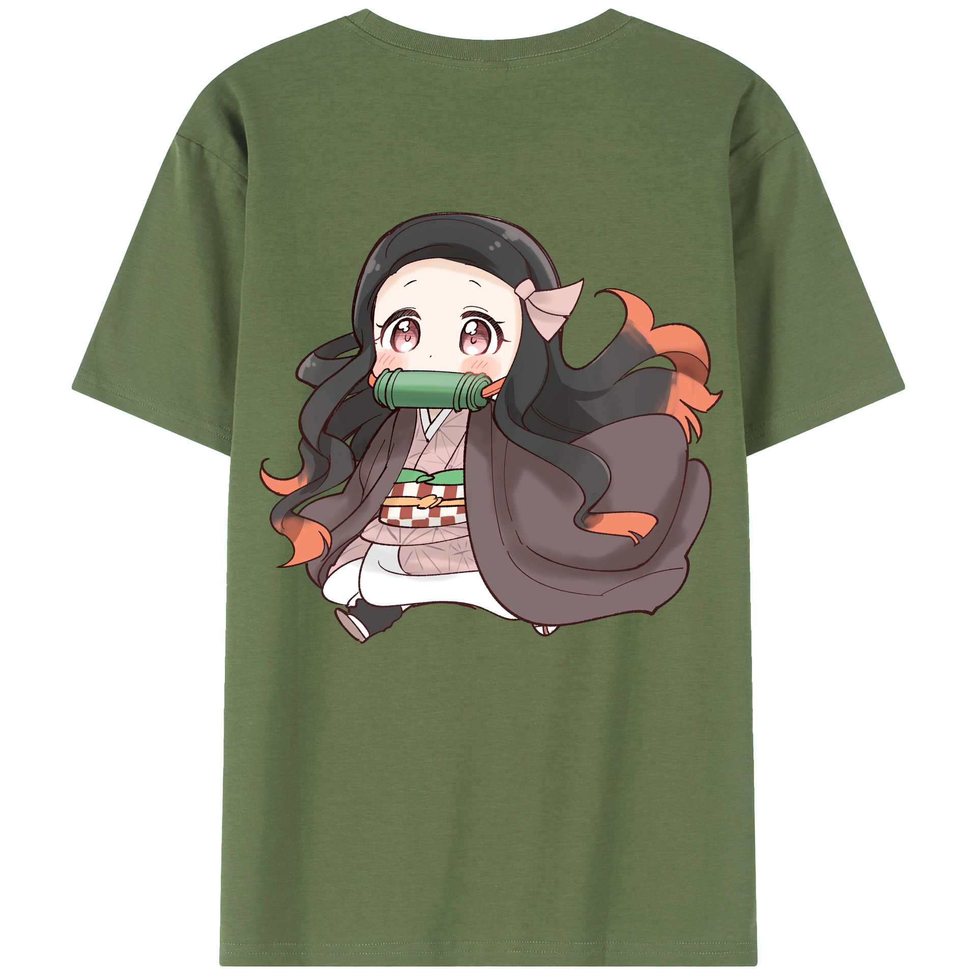 （画像用） 鬼滅の刃（きめつのやいば）竈門 禰󠄀豆子／かまど ねずこ Kamado Nezuko 綿100％ メンズ半袖Tシャツ（バックプリント） 通気性